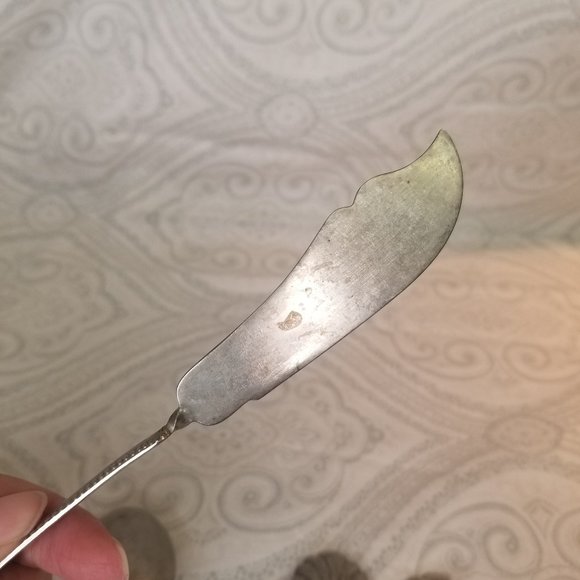 Antique Monogrammed M H Initial Brazil Silver Twisted Butter Knife Sugar Spoons - Picture 6 of 12